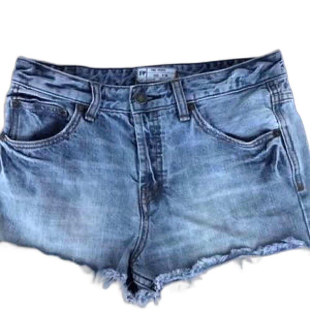 FREE PEOPLE Distressed Button Fly Denim Cutoff Shorts